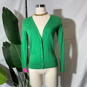 J. Crew Kelly Green Merino Wool V-Neck Cardigan